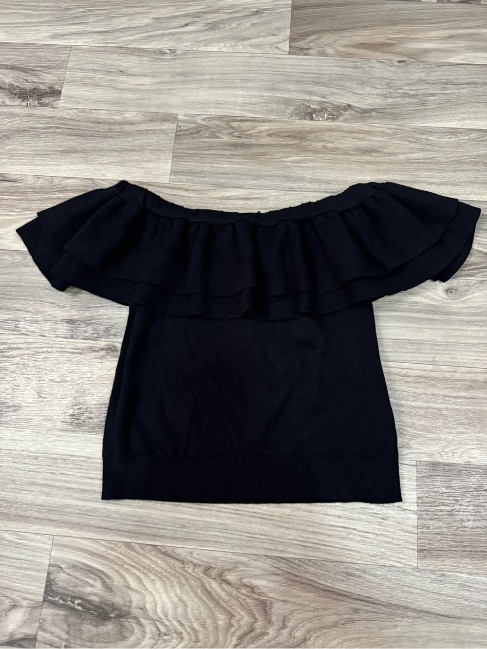 J. Crew Off-the-Shoulder Ruffle Sweater in Black Size Small